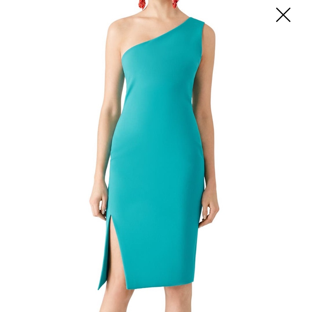 Likely Helena One-Shoulder Turquoise Dress